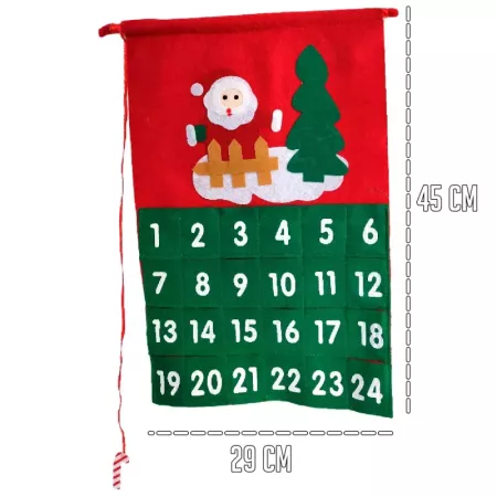 Calendario de Adviento Navideño en Poliéster 45x29 cm