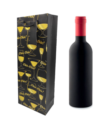 Tradineur - Bolsa de cartón para botella de vino con diseños