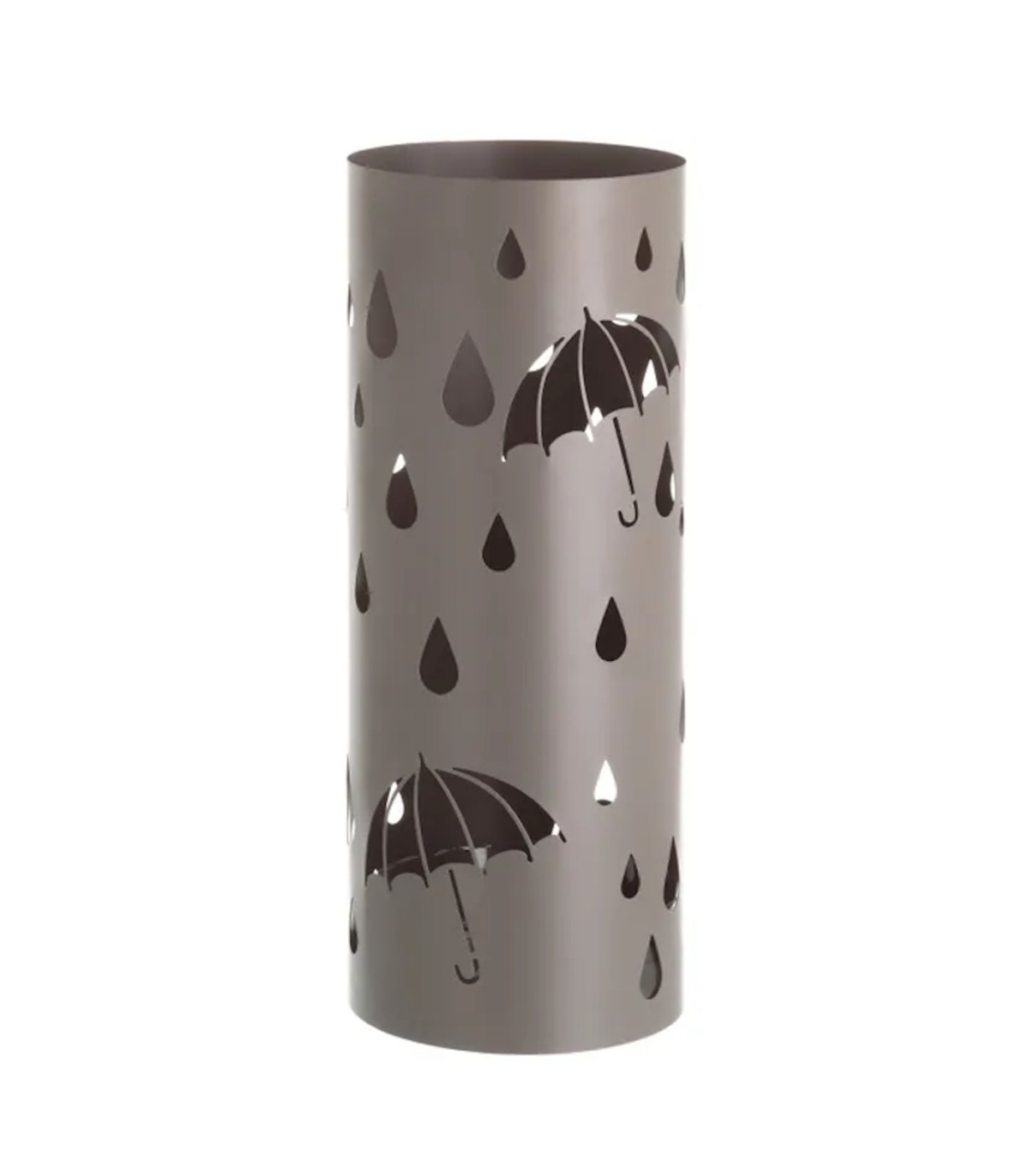 Paragüero blanco redondo de metal, diseño de gotas, 49 x 19,5 cm, soporte  para paraguas con recipiente de plástico, estilo moder
