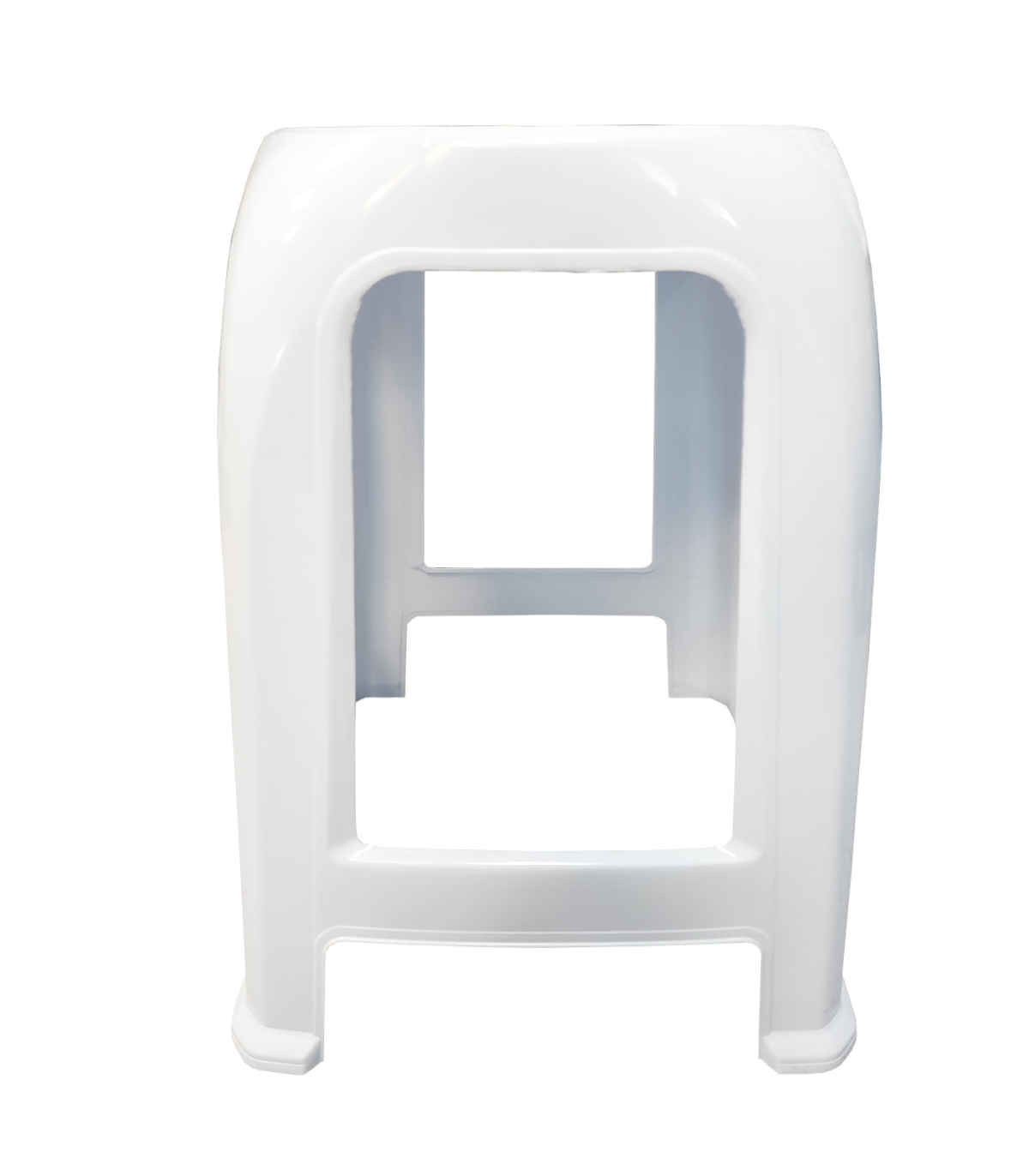 Tradineur - Taburete de plástico con reposapiés, asiento de 26 x 26 cm,  banqueta multiusos, cocina, salón, baño, hogar, fabricad