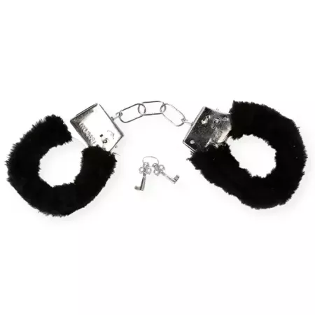 Tradineur - Pack de 3 pares de esposas con pelo, metálicas, incluyen llaves y botón de seguridad, complemento, disfraces, carnav