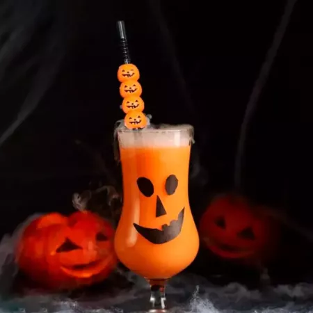 Tradineur - Pack de 10 pajitas de calabaza reutilizables, plástico, servir cócteles, bar, decoración de Halloween, carnaval, crá