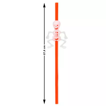 Tradineur - Pack de 5 pajitas de calabaza y 5 pajitas de esqueleto reutilizables, plástico, servir cócteles, bar, decoración de