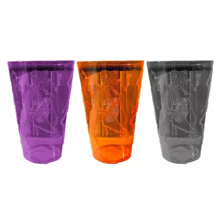 Pack 3 Vasos Esqueleto Halloween | Diseño Aleatorio 9.5x14 cm