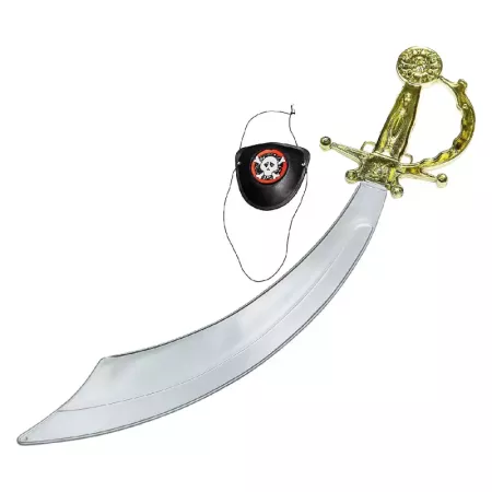 Tradineur - Set de sable pirata y parche - Fabricado en Plástico - Complemento para Disfraces de halloween y carnaval - Longitud