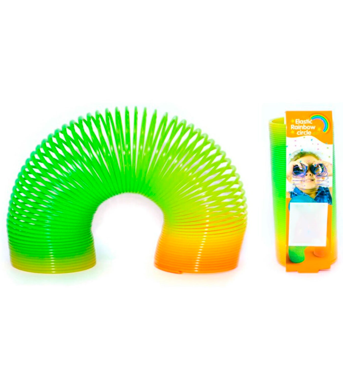 Tradineur - Muelle arco iris gigante, muelle, resorte arcoiris, juego,  juguete para niños, dimensiones cerrado 10 x 9 cm