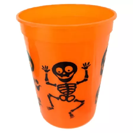 Pack 12 Vasos Halloween Esqueleto Plástico 8x10 cm Fiesta
