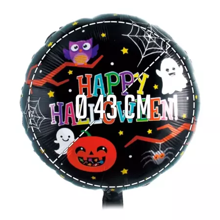 Tradineur - Pack de 6 Globos con letrero "Happy Halloween" - Diseño Original con Fantasmas, Calabaza, Araña, etc. - 43 x 43 cm