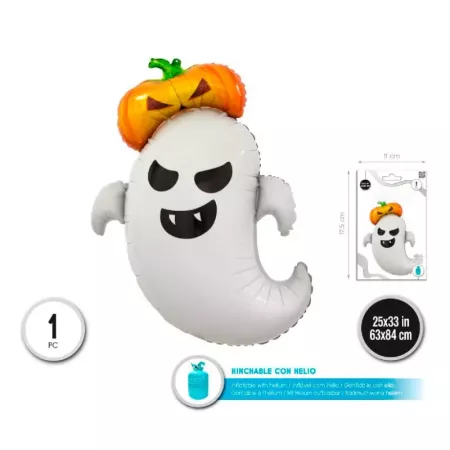 Tradineur - Pack de 4 Globos en forma de fantasma y calavera - Ideal para decoración de Halloween - 84 x 63 cm
