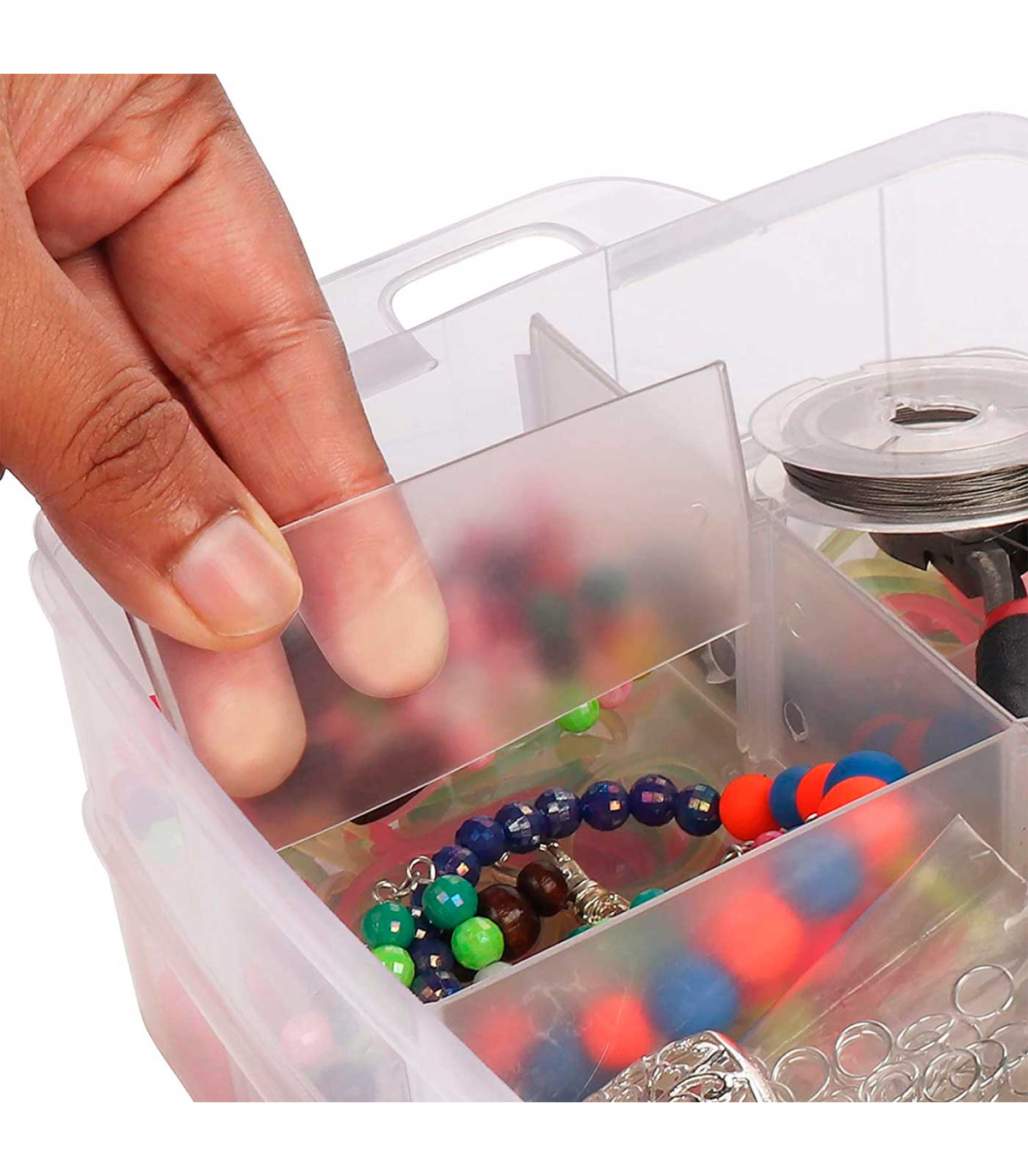 Caja organizadora de plástico, 3 baldas y asa, 30 compartimentos, divisores  removibles, almacenamiento tornillos, bo