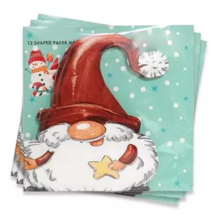 Pack 3 Sets Servilletas Desechables Navidad Gnomo 16,5x16,5 cm
