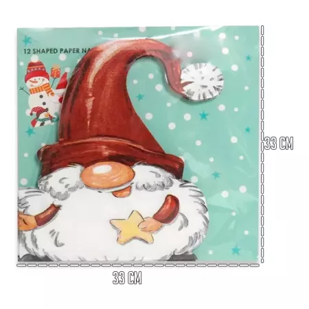 Pack 3 Sets Servilletas Desechables Navidad Gnomo 16,5x16,5 cm
