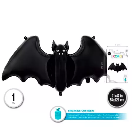 Tradineur - Pack de 4 Globos en forma de murcielago - Ideal para decoración de Halloween - 84 x 63 cm - Color Negro Tradineur - Pack de 4 Globos en forma de murcielago - Ideal para decoración de Halloween - 84 x 63 cm - Color Negro