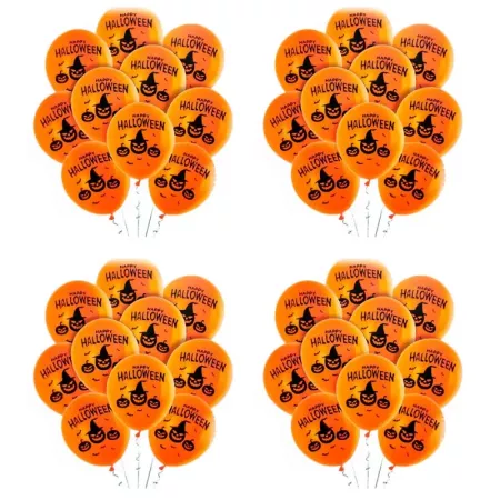 Tradineur - Pack de 40 globos - "Happy Halloween" - Tamaño: 30 cm - Ideales como decoración de tu hogar y celebraciones de Hallo
