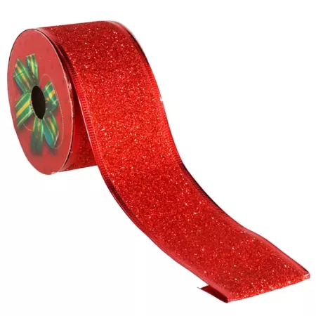 Pack 4 cintas rojas glitter Navidad 5 cm x 2,7 m decoración