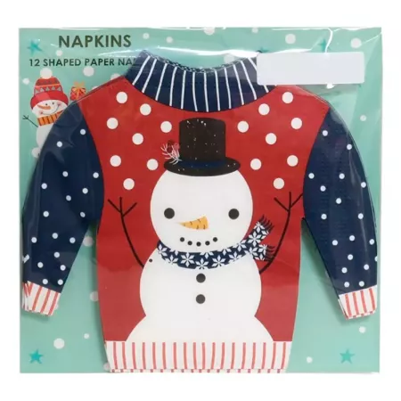 Pack 36 Servilletas Navideñas Jersey Muñeco de Nieve 33 cm