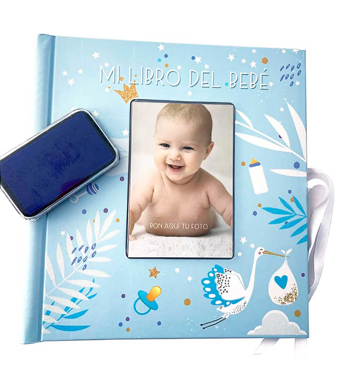 Tradineur - Mi libro del bebé con almohadilla de huellas, tapa dura, álbum  de recuerdos, incluye espacios para fotos y datos (Ni