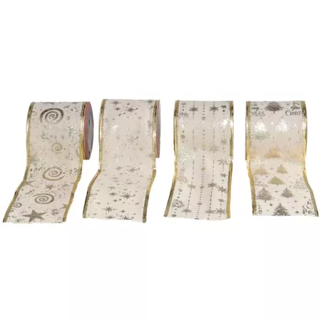 Pack 4 Cintas Navidad Champagne Brillantes 6,3x2,7m Decoración