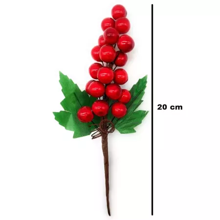 Pack 6 Ramos de Acebo 20 cm con Bayas Rojas Navideñas