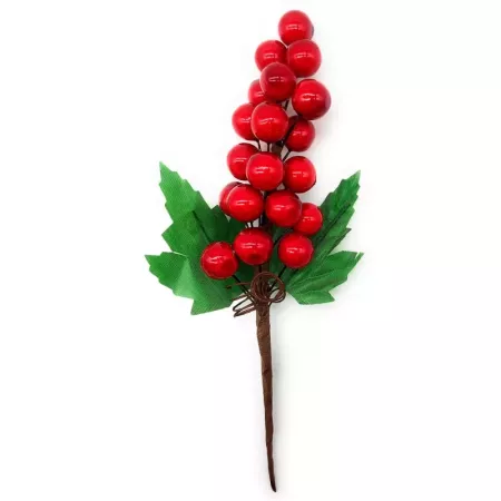 Pack 6 Ramos de Acebo 20 cm con Bayas Rojas Navideñas