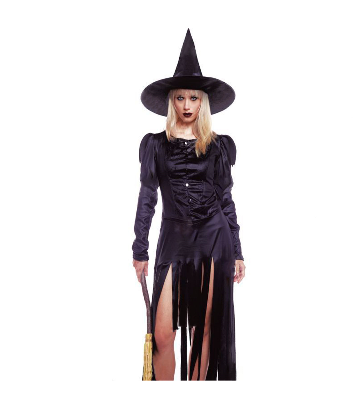 Tradineur - Disfraz de bruja negra para mujer, poliéster, incluye