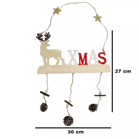 Pack 2 Adornos Navideños de Madera con Figuras y Piñas