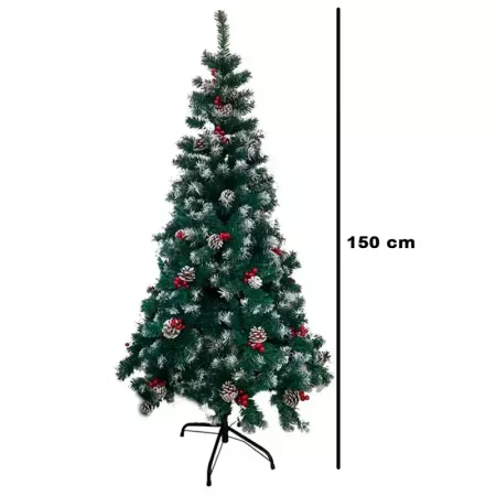 Árbol de Navidad 150 cm pino verde con piñas y bayas Árbol de Navidad 150 cm pino verde con piñas y bayas