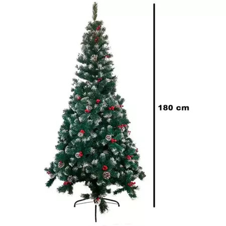 Árbol de Navidad 180 cm con Piñas y Bayas - Fácil Montaje