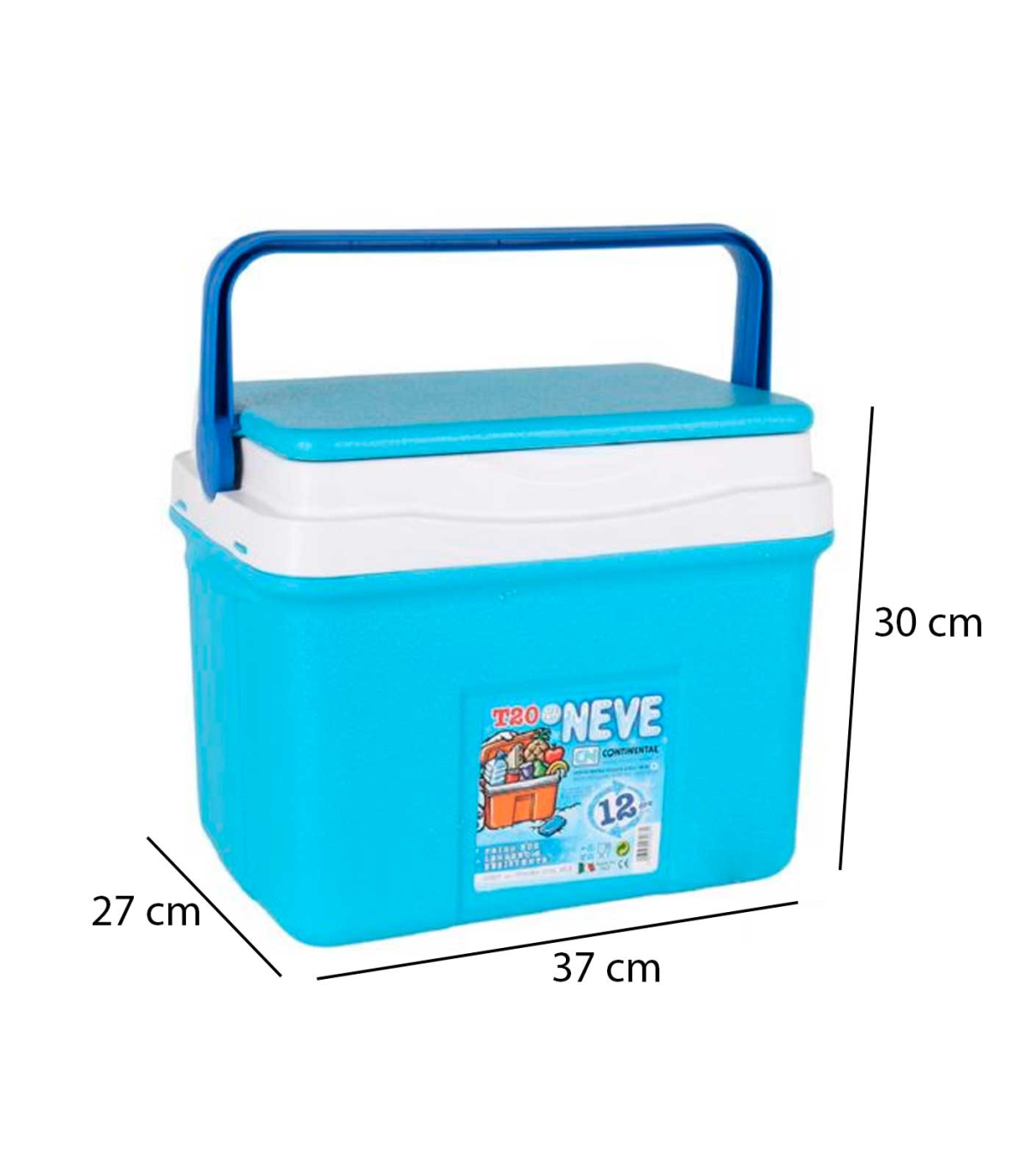 Nevera portátil con asa, 20 litros, polipropileno,porta alimentos para  playa, acampada, camping, 30 x 37 x 27 cm, color azul y b