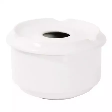 Cenicero cerámico blanco con tapa extraíble 11x6 cm Cenicero cerámico blanco con tapa extraíble 11x6 cm
