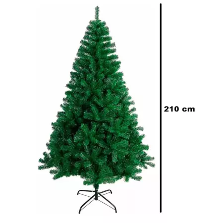 Árbol de Navidad Artificial 210 cm Verde - Resistente y Fácil Montaje