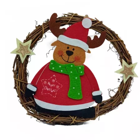 Pack 2 Coronas Navideñas Madera y Polièster Ø19 cm Surtido