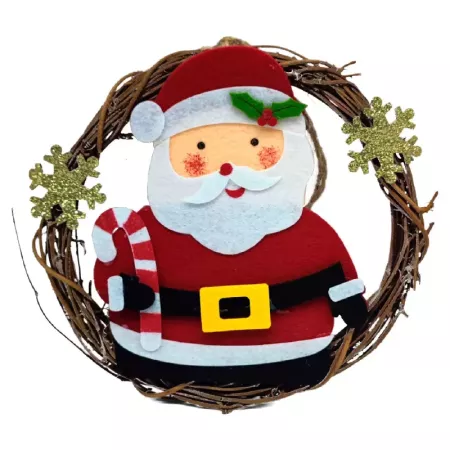 Pack 2 Coronas Navideñas Madera y Polièster Ø19 cm Surtido