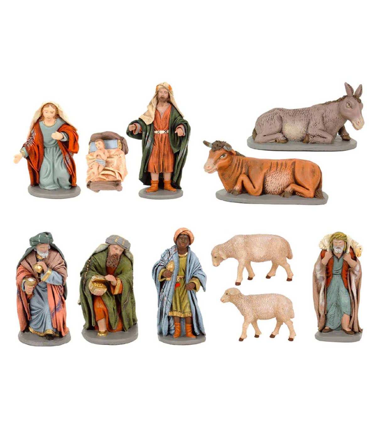 Tradineur Set Básico De Figuras De Belén Navideño 10 Cm 11 Piezas Marmolina Figuras 