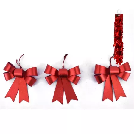 Pack 9 Lazos Rojos Brillo 10x13 cm para Decorar Navidad