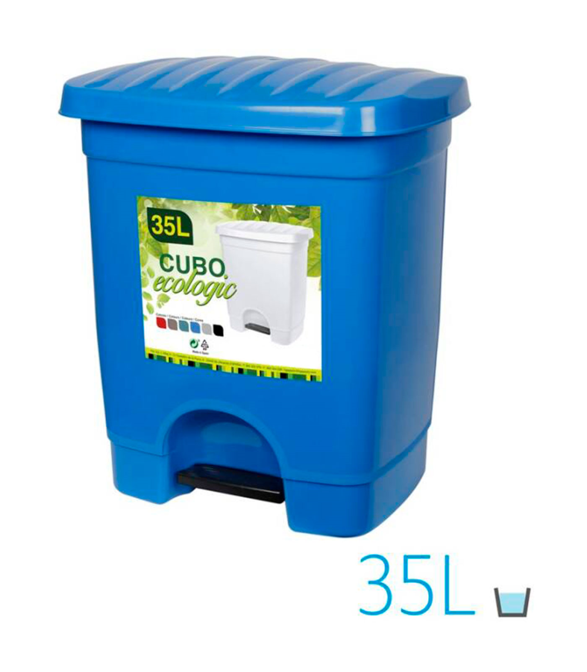 Tradineur - Cubo de basura de plástico con pedal y con 1 compartimento,  contenedor de residuos, papelera, cocina, fabricado en E