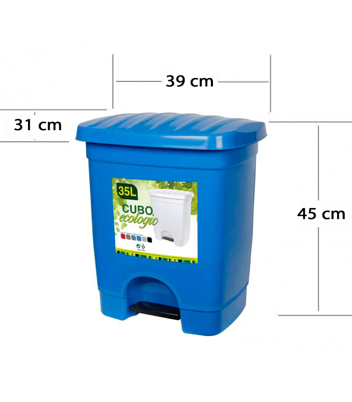 Tradineur - Cubo de basura de plástico, 7 litros, incluye tapa y asas  metálicas, contenedor de residuos, papelera, reciclaje, in