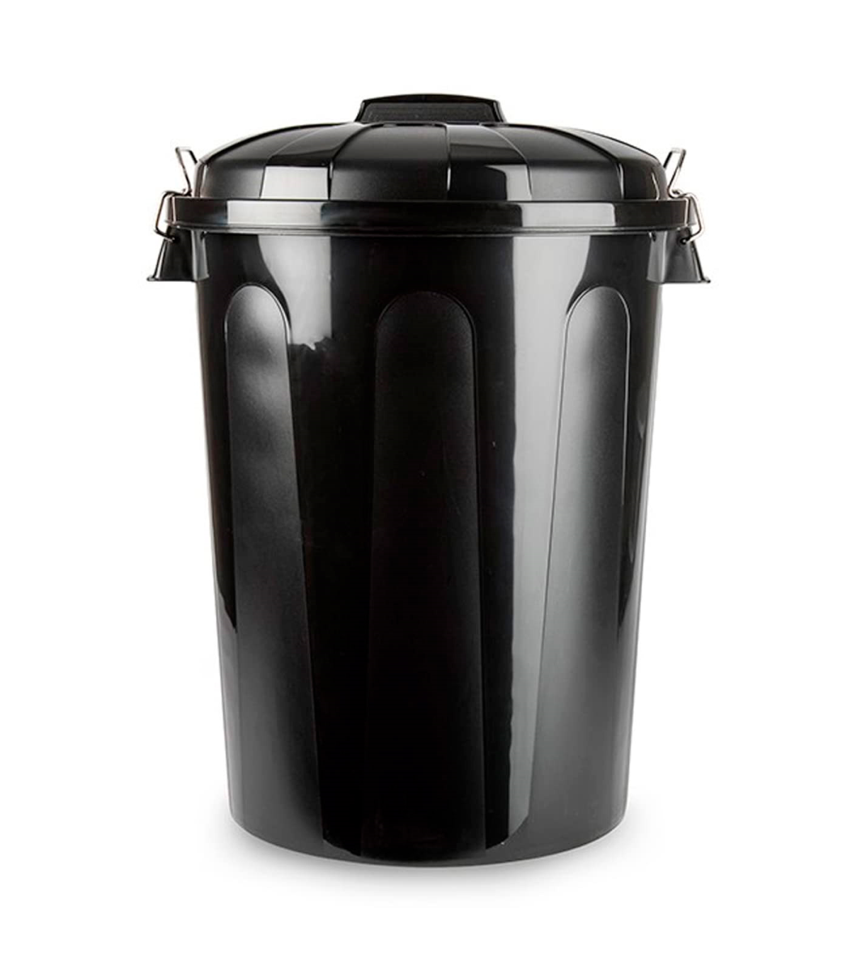 Cubo de basura de 70 litros de color negro. Contenedor resistente