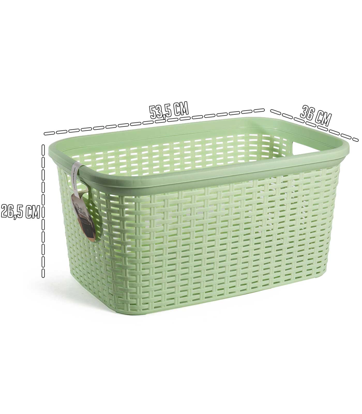 ELLY DECOR - Cesta de lavandería ovalada de plástico de ratán de 7.9  galones, cesta de lavandería con asas recortadas, papelera de lavado
