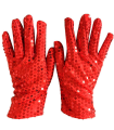 Guantes cortos con lentejuelas, 100% poliéster, complementos de disfraz, carnaval, halloween, cosplay, fiestas, cumpleaños (Rojo, adulto, talla única)