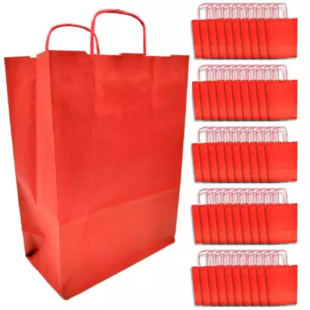 Pack 50 Bolsas Kraft Rojas 32x40 cm para Regalos Navidad