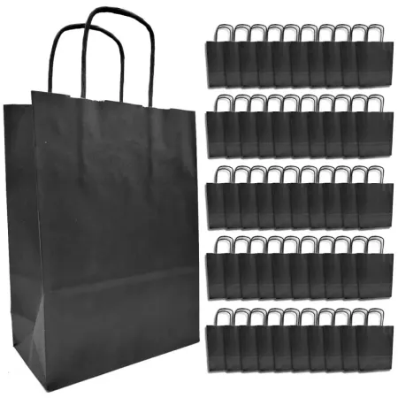 Pack 50 Bolsas Kraft Negras M 27x37 cm Ideal Regalos Navidad Pack 50 Bolsas Kraft Negras M 27x37 cm Ideal Regalos Navidad