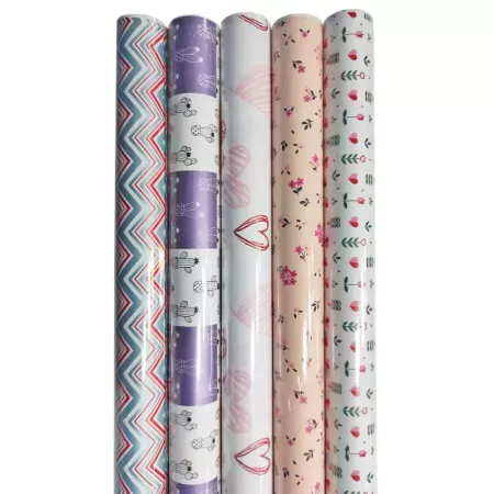 Pack 5 Rollos Papel de Regalo 70x200 cm para Cumple y Navidad Pack 5 Rollos Papel de Regalo 70x200 cm para Cumple y Navidad