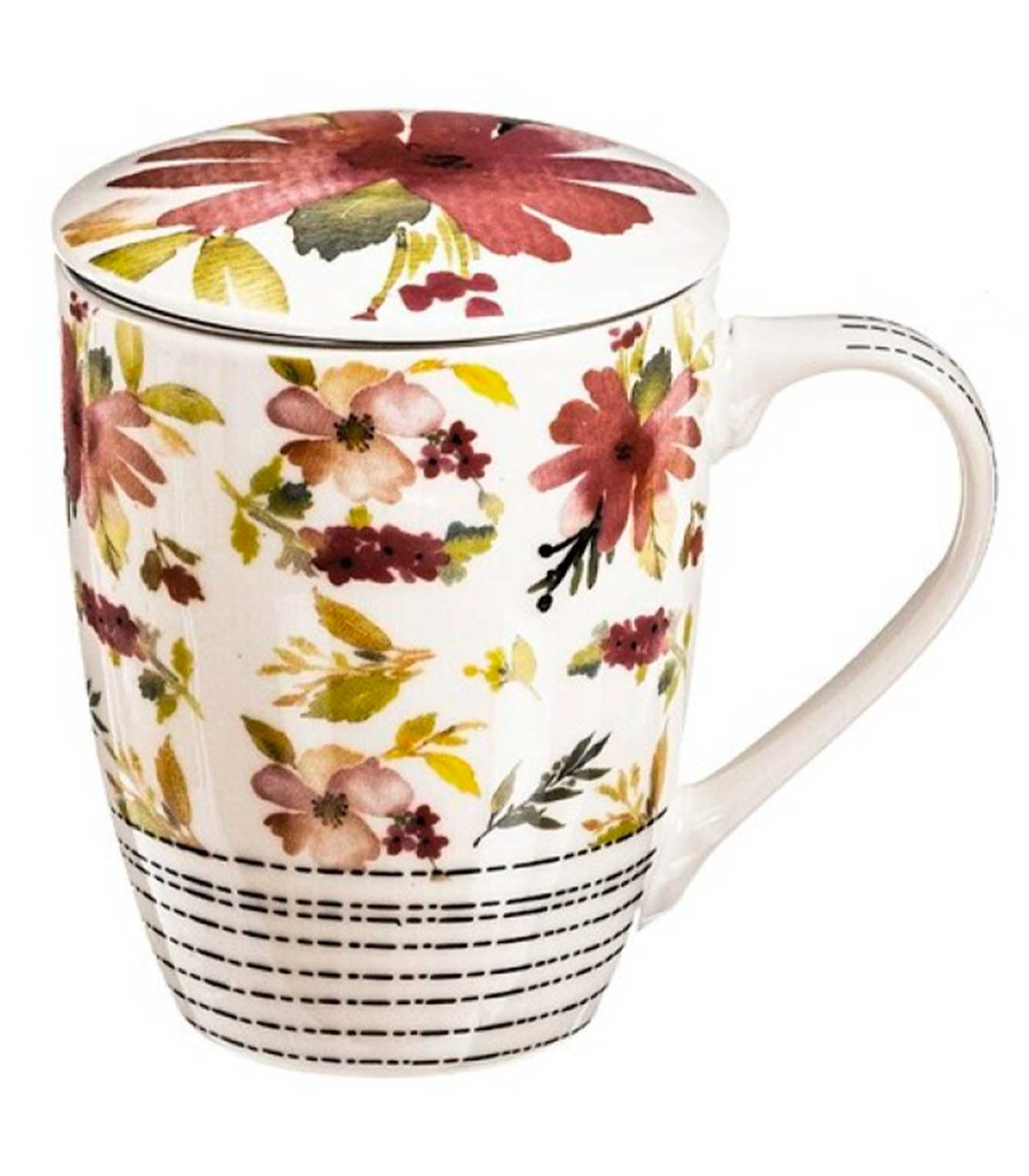 Godinger Taza de té con tapa e infusor, tazas de té de porcelana con filtro  de acero inoxidable, tazas de té, regalos de té para los amantes del té
