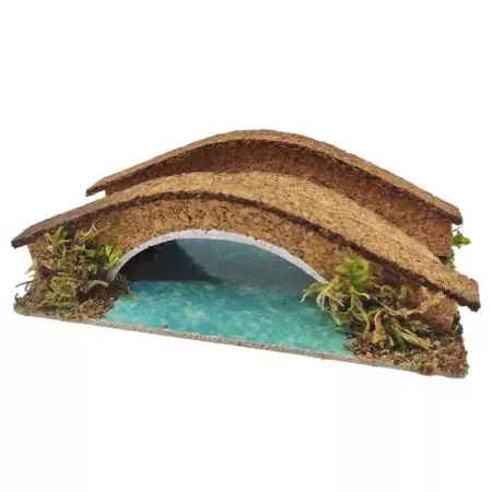 Puente de corcho 16x9x5 cm para belén y Navidad tradicional Puente de corcho 16x9x5 cm para belén y Navidad tradicional