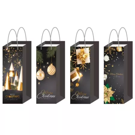 Pack 12 Bolsas Papel para Botella de Vino Navidad Regalo