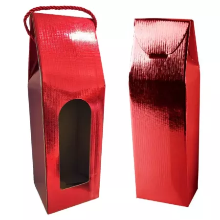 Pack 6 Cajas de Cartón con Asa para Botella de Vino Roja