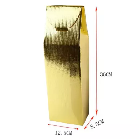 Pack 6 Cajas Doradas para Botella de Vino con Asa - Navidad