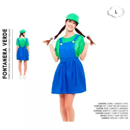 Disfraz Fontanera Verde Mujer L | Carnaval Halloween Cosplay