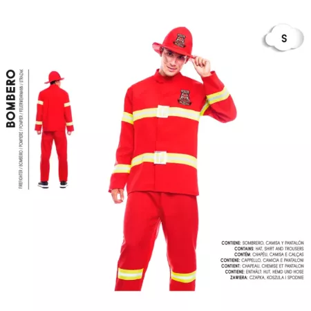 Disfraz Bombero Hombre Talla S con Sombrero - Carnaval y Halloween